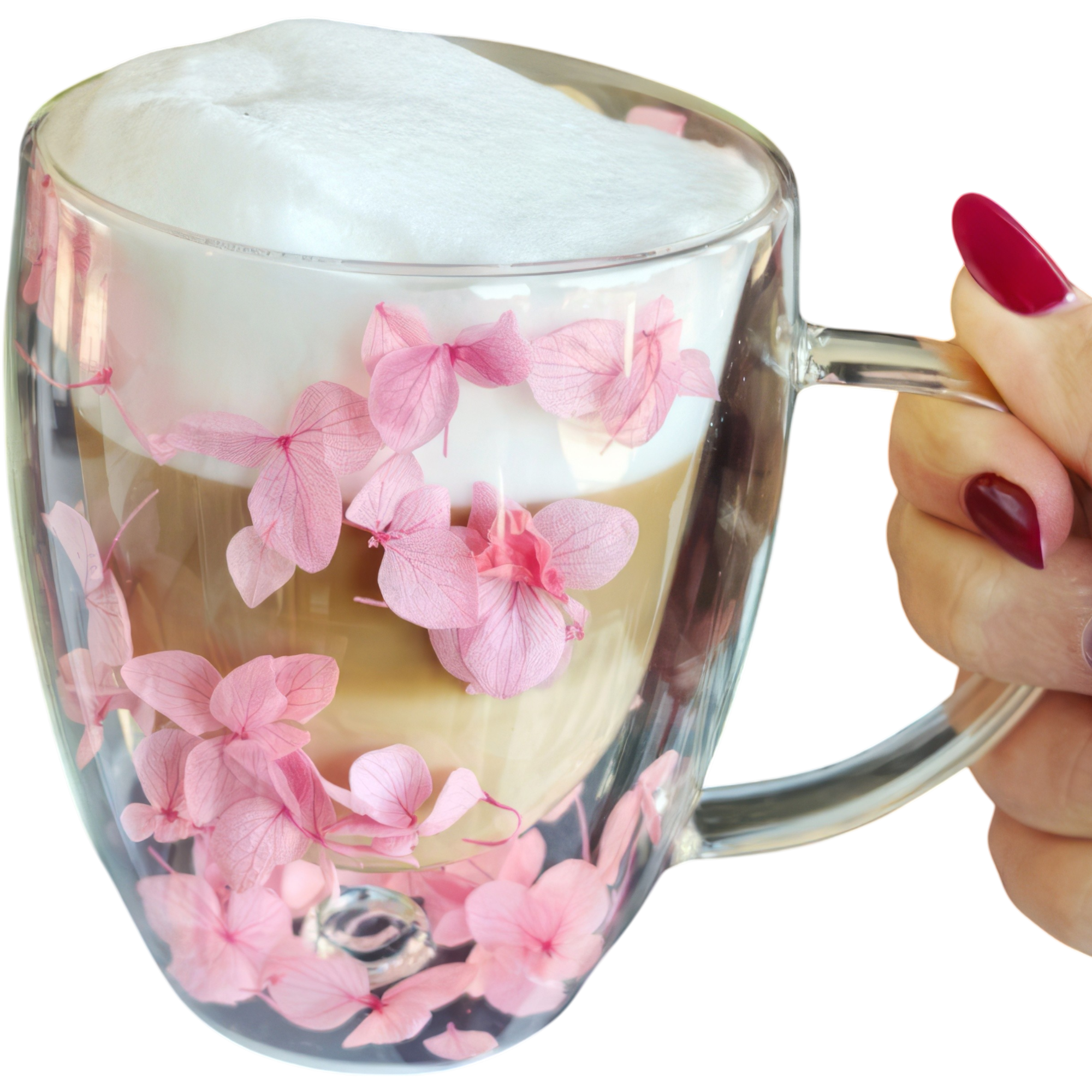 white-Photoroom Szklanka do Herbaty Kawy Termiczna z Kwiatami w Środku 300ml - obrazek 1